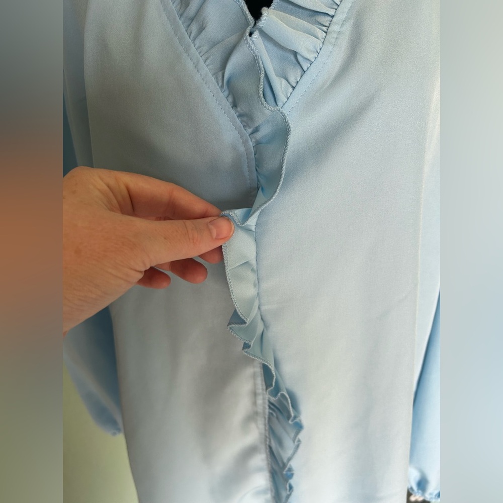 Light Blue Ruffled Blouse - Picture 4 of 9